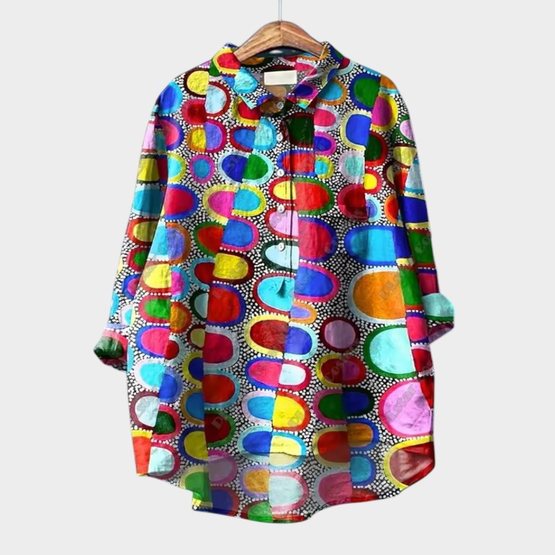 Maria Oversized Floral Blouse with Bright Colors