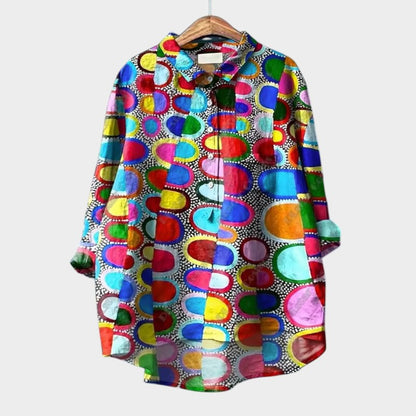 Maria Oversized Floral Blouse with Bright Colors