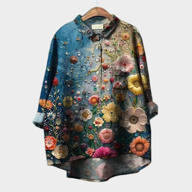 Maria Floral Oversized Blouse with Everyday Comfort
