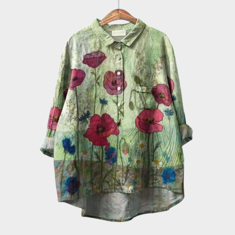 Maria Floral Oversized Blouse with Everyday Comfort