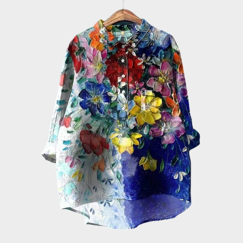 Maria Floral Oversized Blouse with Everyday Comfort