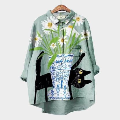 Zoe Floral Oversized Blouse with Wraparound Comfort for Carefree Days
