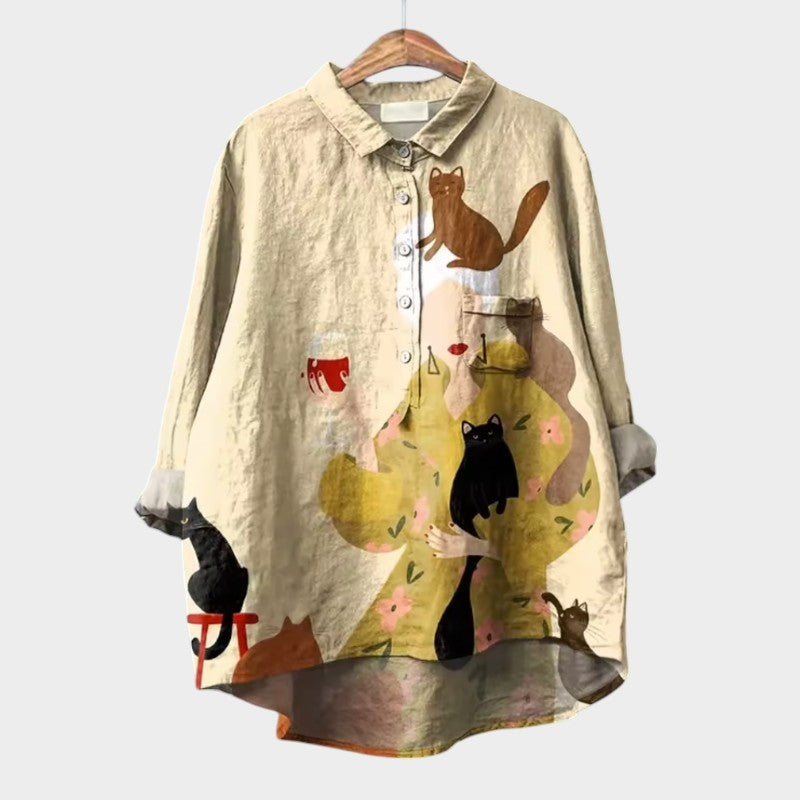 Zoe Floral Oversized Blouse with Wraparound Comfort for Carefree Days