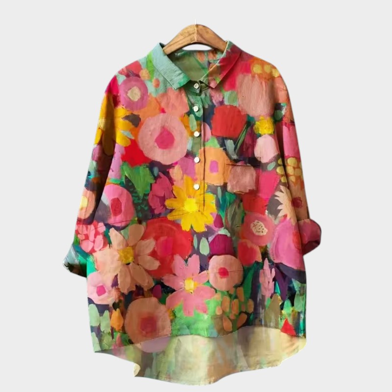 Zoe Floral Oversized Blouse with Wraparound Comfort for Carefree Days