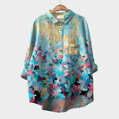 Zoe Floral Oversized Blouse with Wraparound Comfort for Carefree Days