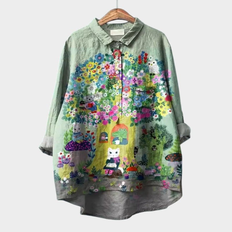 Zoe Floral Oversized Blouse with Wraparound Comfort for Carefree Days