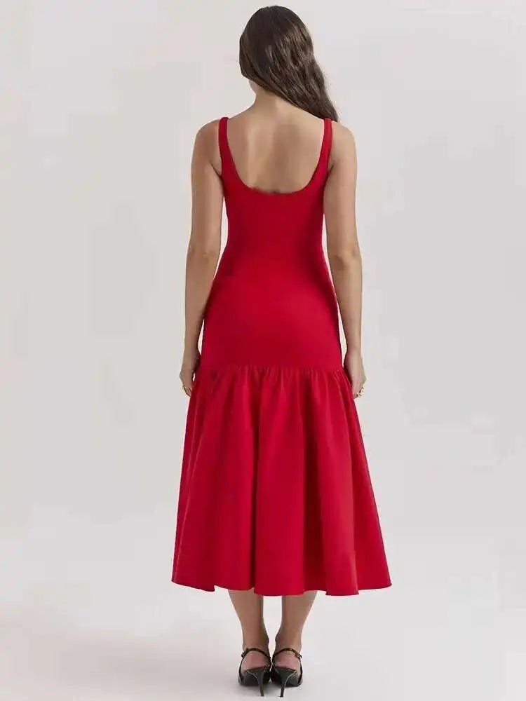 Natalie Elegant Sleeveless Ruffle Bodycon Midi Dress