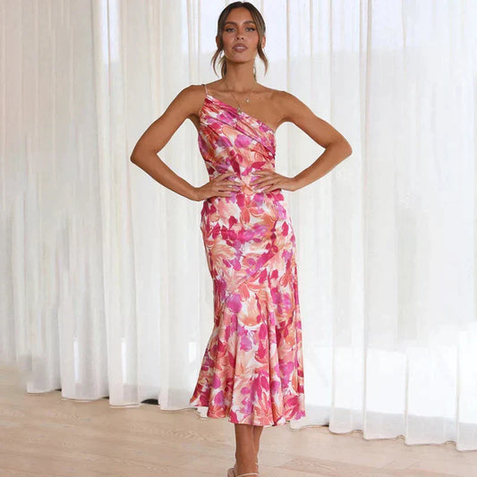 Eliza  Elegant One-Shoulder Dress