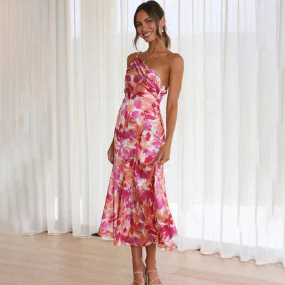 Eliza  Elegant One-Shoulder Dress