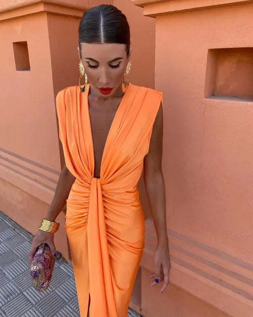 Isla Elegant Pleated Midi Dress