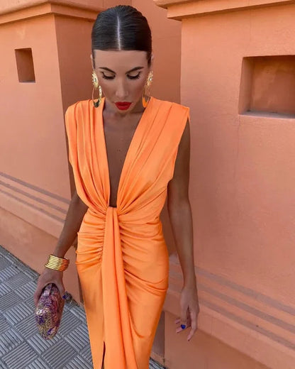 Isla Elegant Pleated Midi Dress