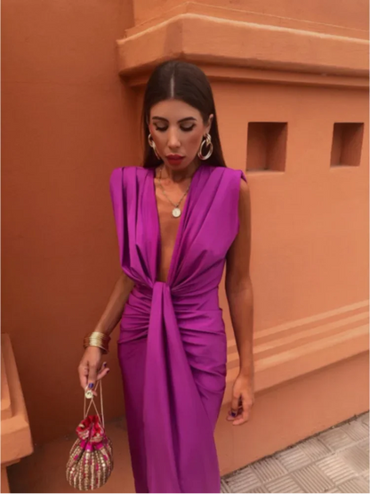 Isla Elegant Pleated Midi Dress