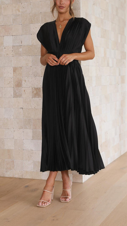 Nova Elegant Pleated Midi Dress