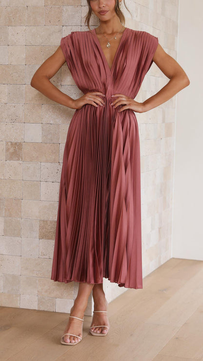 Nova Elegant Pleated Midi Dress