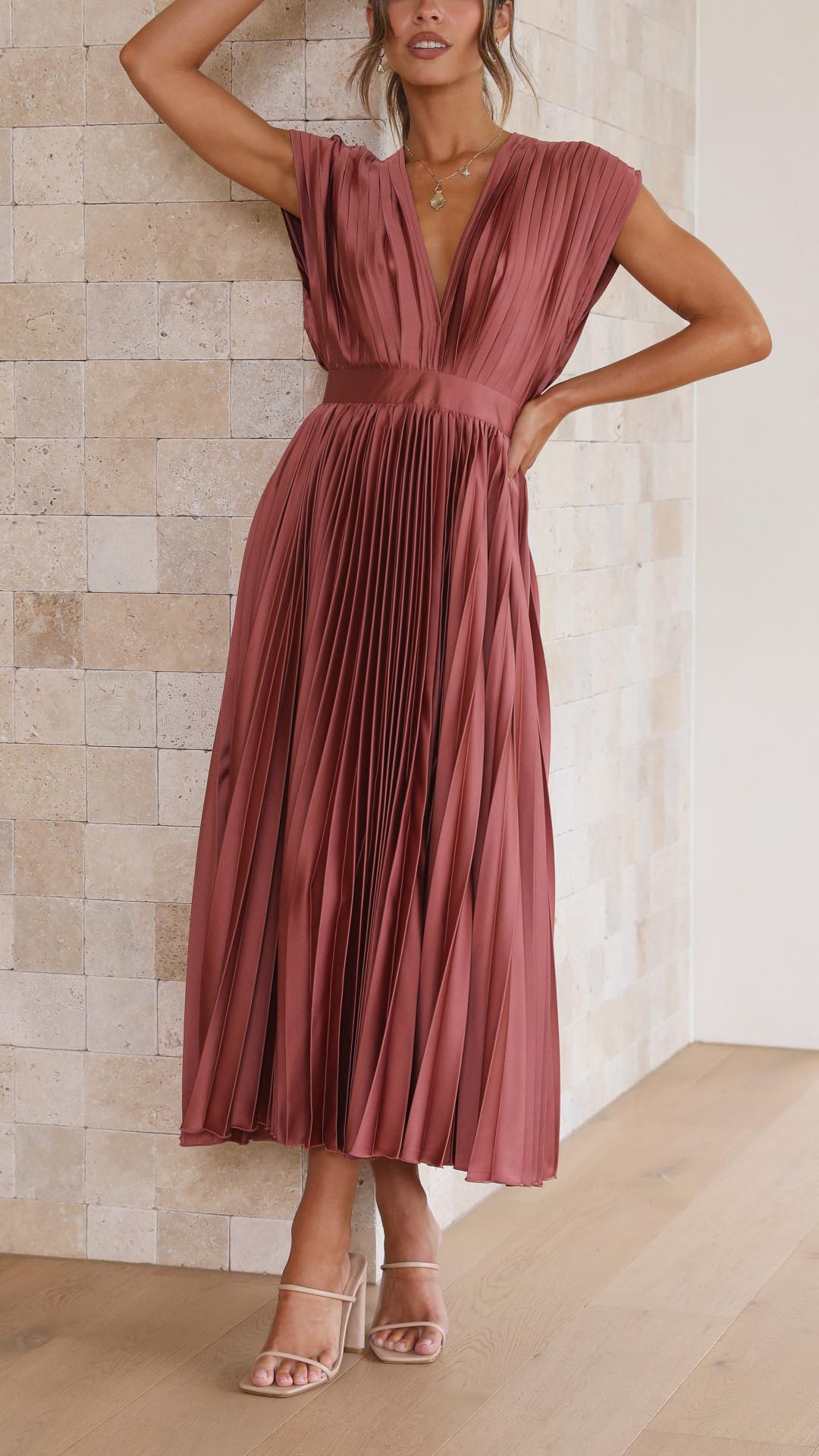 Nova Elegant Pleated Midi Dress