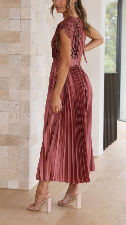Nova Elegant Pleated Midi Dress