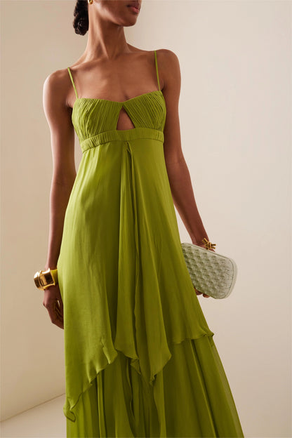 Lena Timeless Pleated Cut-Out Dress
