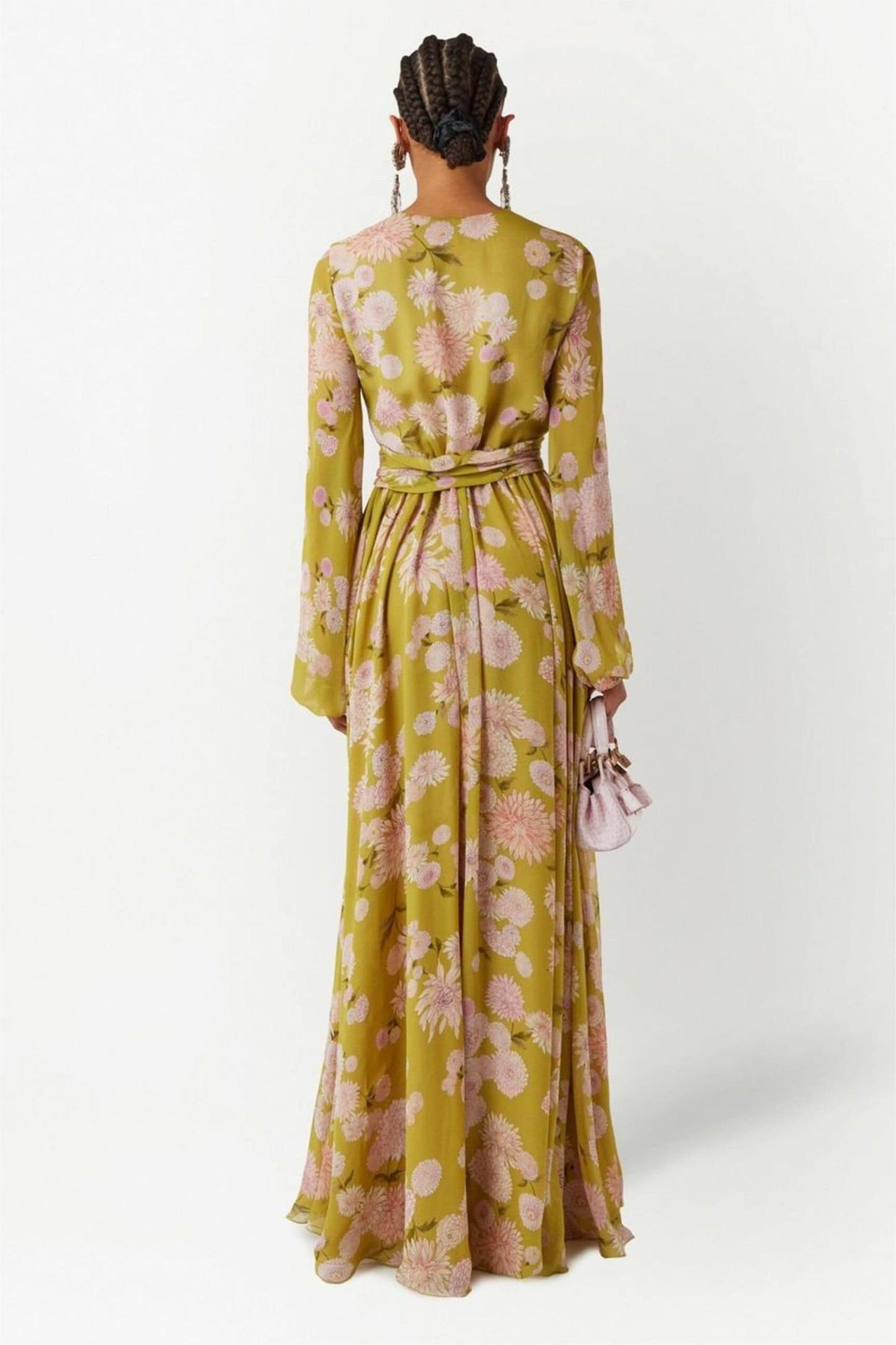 Amelia Elegant Puff Sleeve Lace-Up Gown
