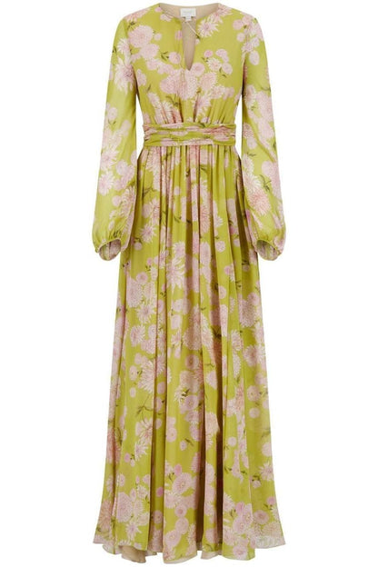 Amelia Elegant Puff Sleeve Lace-Up Gown