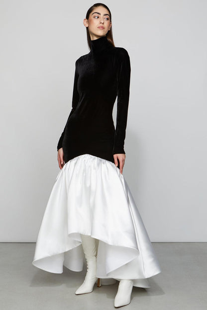 Lucy Elegant Satin Velvet Maxi Gown