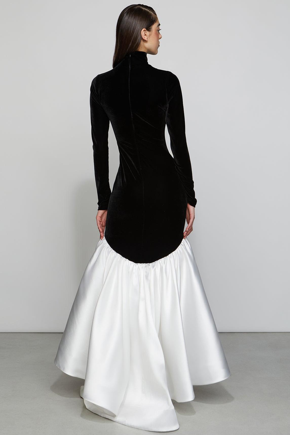 Lucy Elegant Satin Velvet Maxi Gown