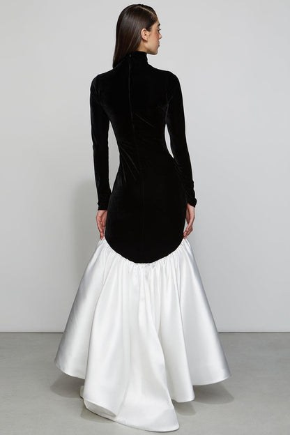 Lucy Elegant Satin Velvet Maxi Gown