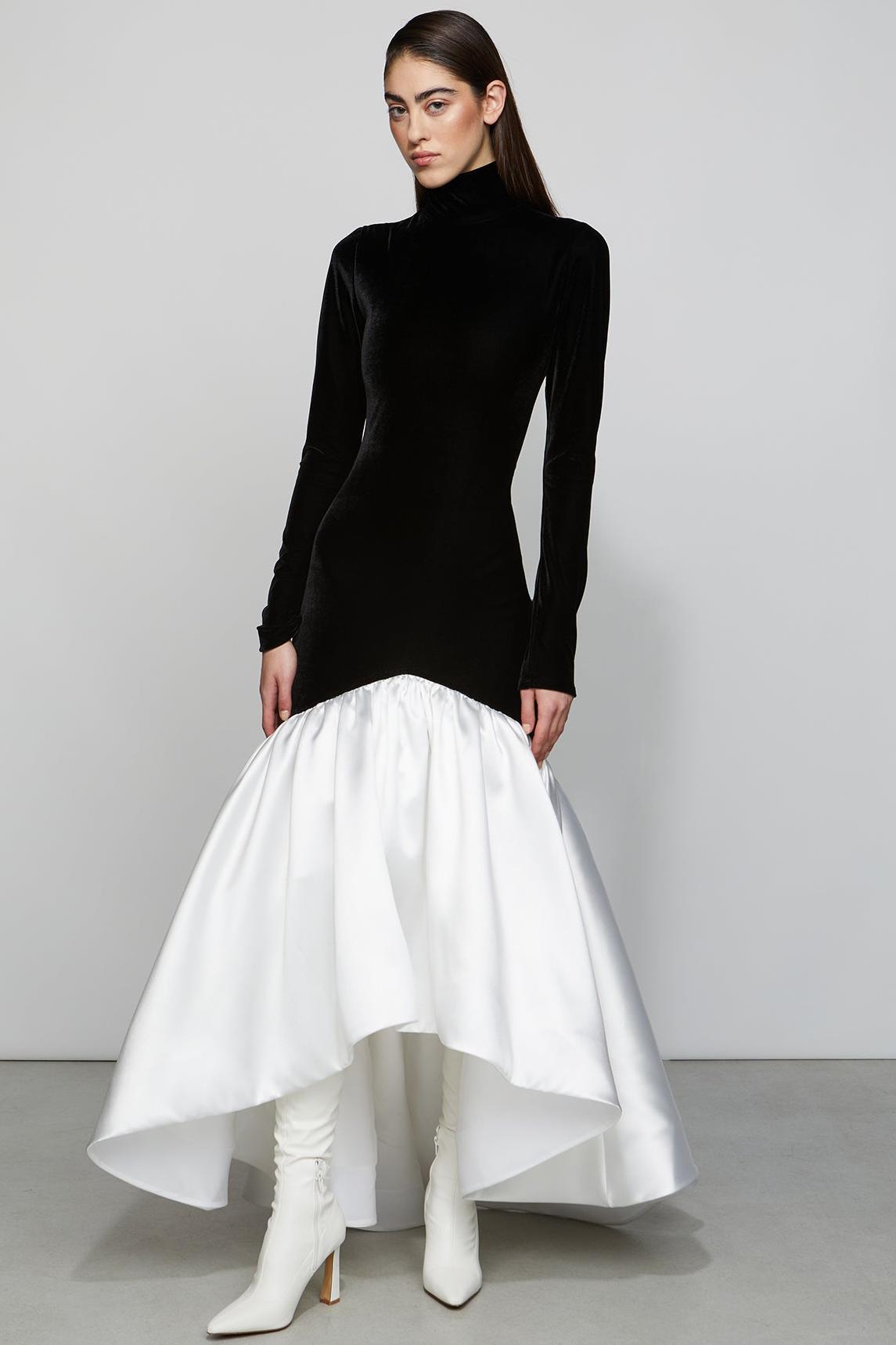 Lucy Elegant Satin Velvet Maxi Gown