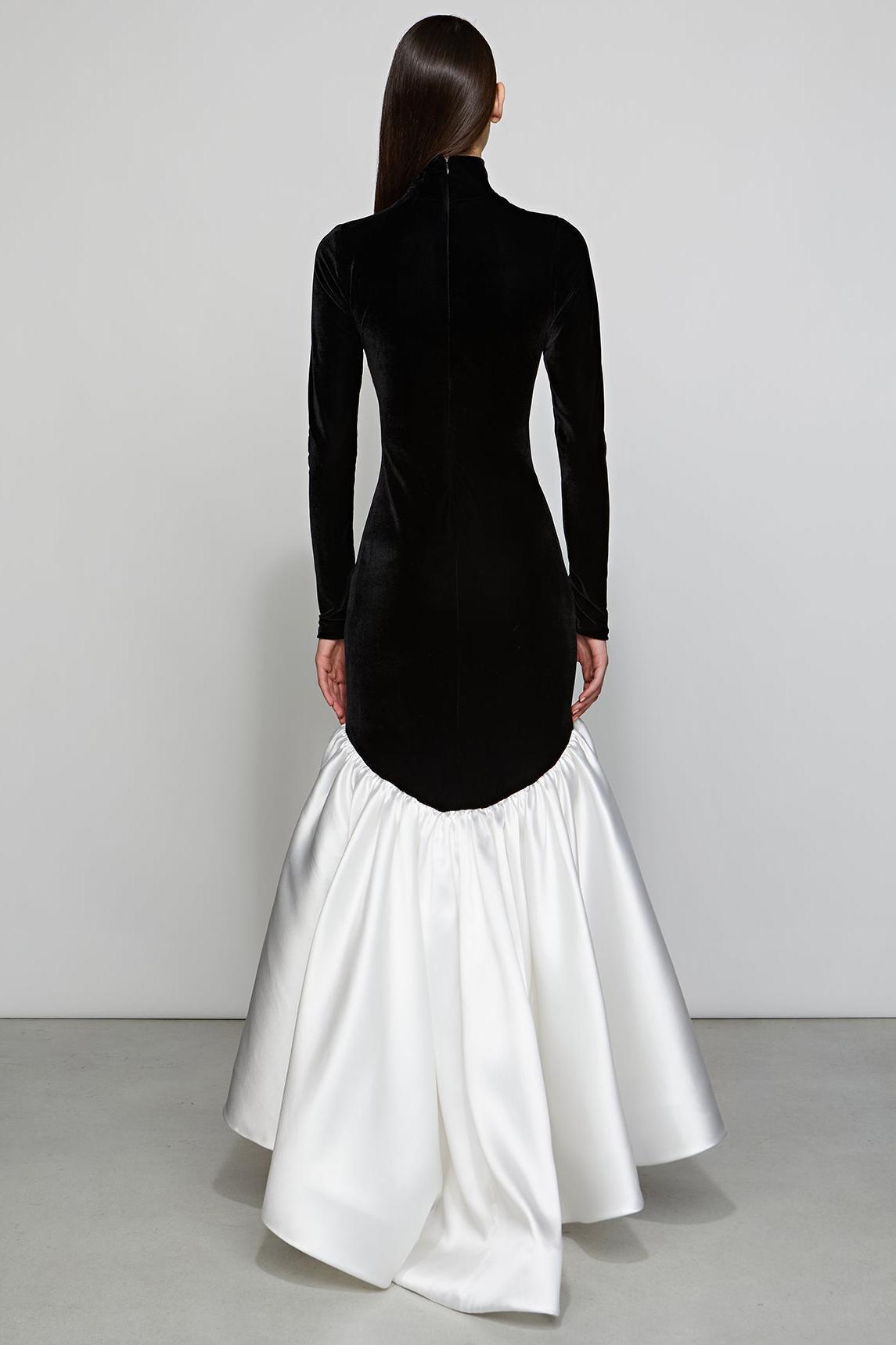 Lucy Elegant Satin Velvet Maxi Gown