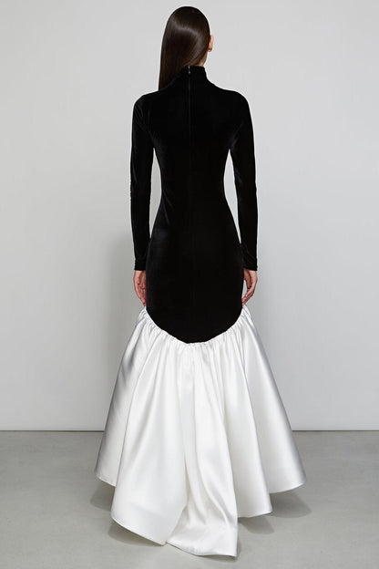 Lucy Elegant Satin Velvet Maxi Gown