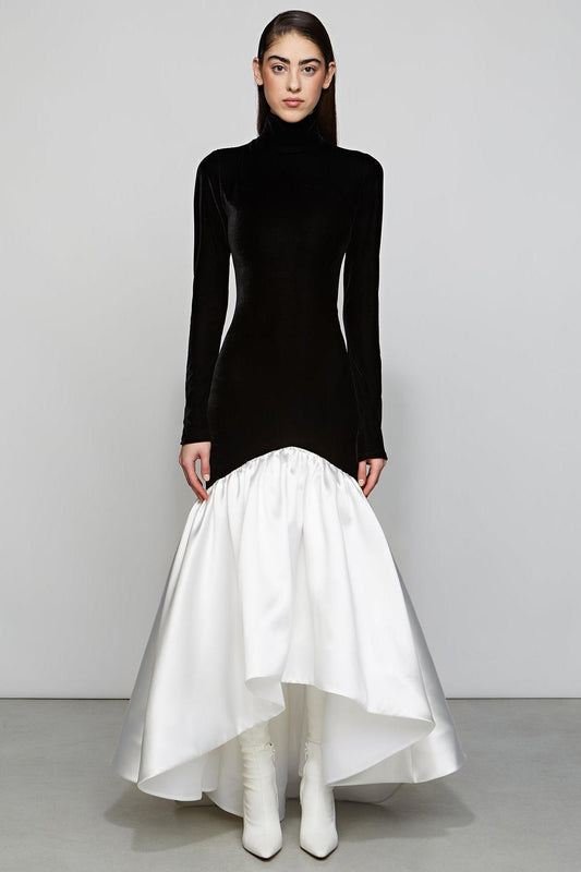 Lucy Elegant Satin Velvet Maxi Gown