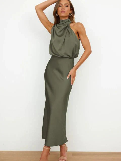 Amelia  Elegant Off-Shoulder Midi Dress