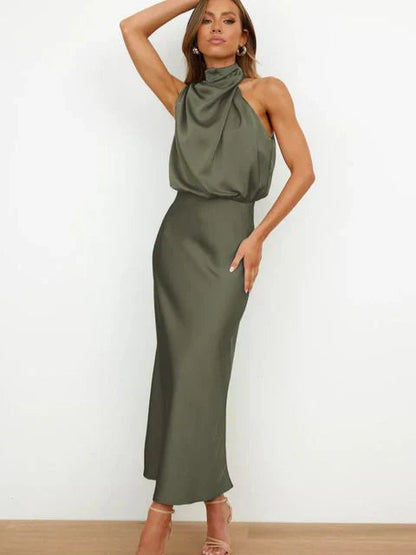 Amelia  Elegant Off-Shoulder Midi Dress