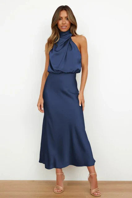 Amelia  Elegant Off-Shoulder Midi Dress