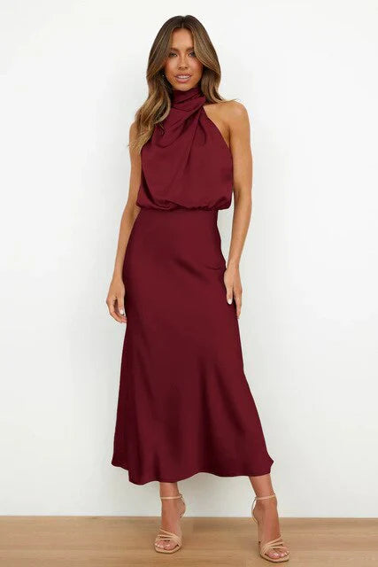 Amelia  Elegant Off-Shoulder Midi Dress