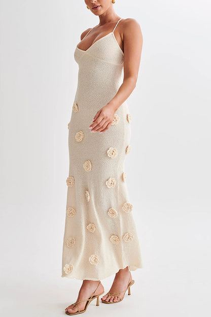 Stella Elegant Crochet Back Lace-Up Maxi Dress