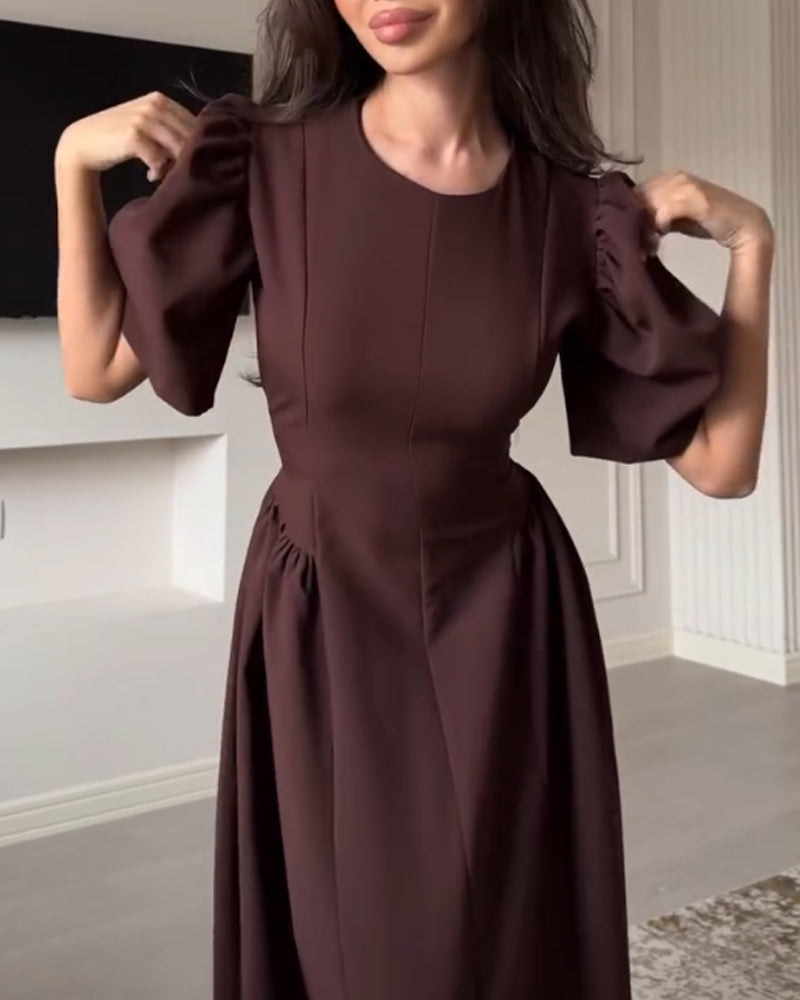 Elegant Crewneck Bow Dress