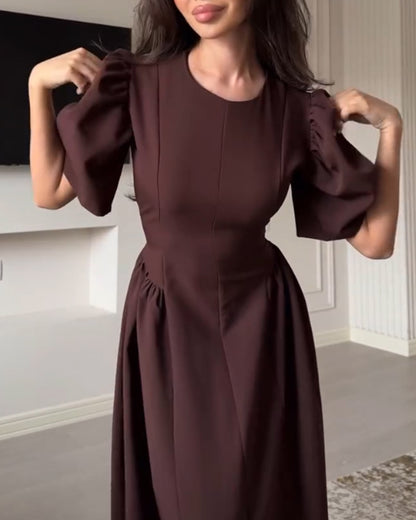 Elegant Crewneck Bow Dress