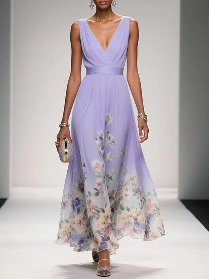 Amelia V Neck Sleeveless A-Line Maxi Dress