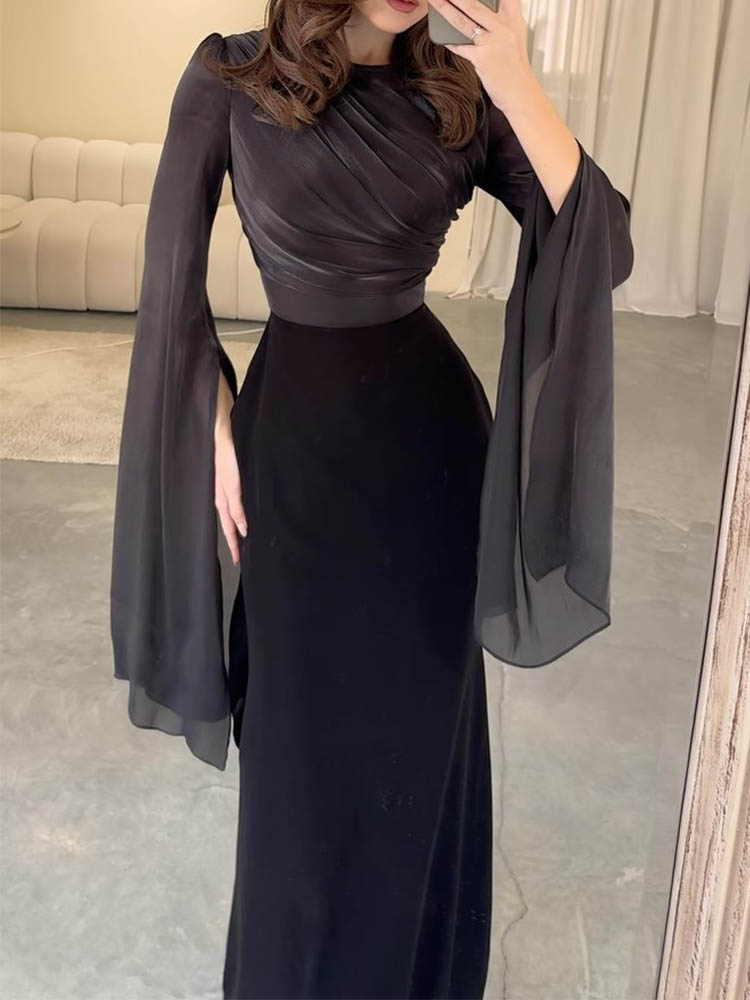 Mia Elegant Solid Color Slim Dress