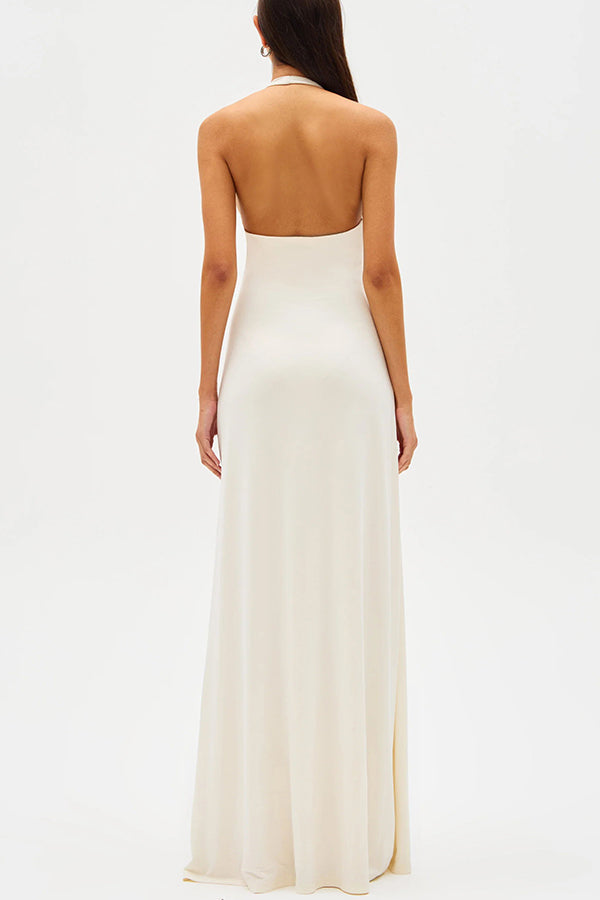 Mia Elegant Waterfall Sash Drape Maxi Dress