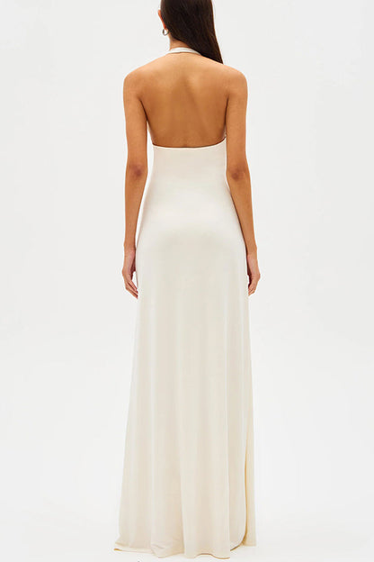 Mia Elegant Waterfall Sash Drape Maxi Dress