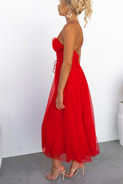 Alexa Elegant Chiffon Suspenders Party Maxi Dress