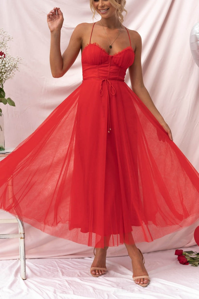 Alexa Elegant Chiffon Suspenders Party Maxi Dress