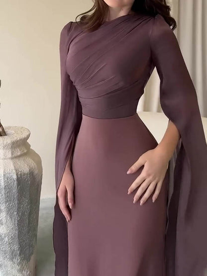 Mia Elegant Solid Color Slim Dress