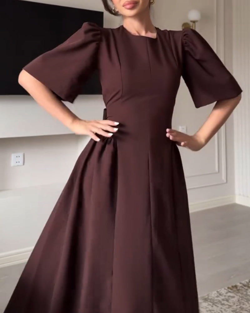 Elegant Crewneck Bow Dress