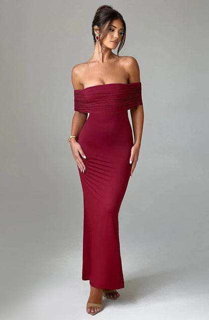 Maya - Elegant Off-Shoulder Maxi Dress