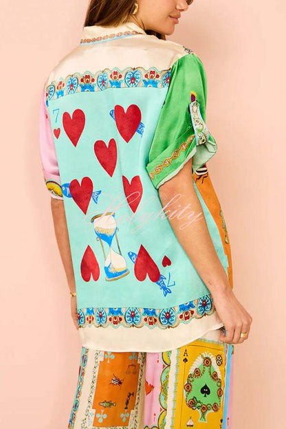 Isla Stylish Poker Print Satin Blouse
