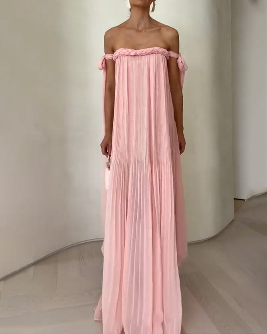 Off-shoulder Woven Lace-up Dress