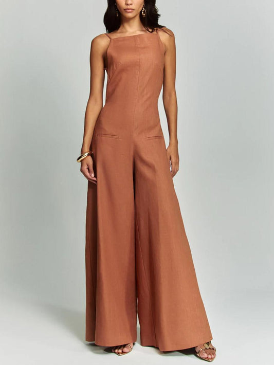 Eliza Elegant Brown Halter Jumpsuit