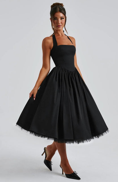 Monet Lace-up Corset Midi Dress